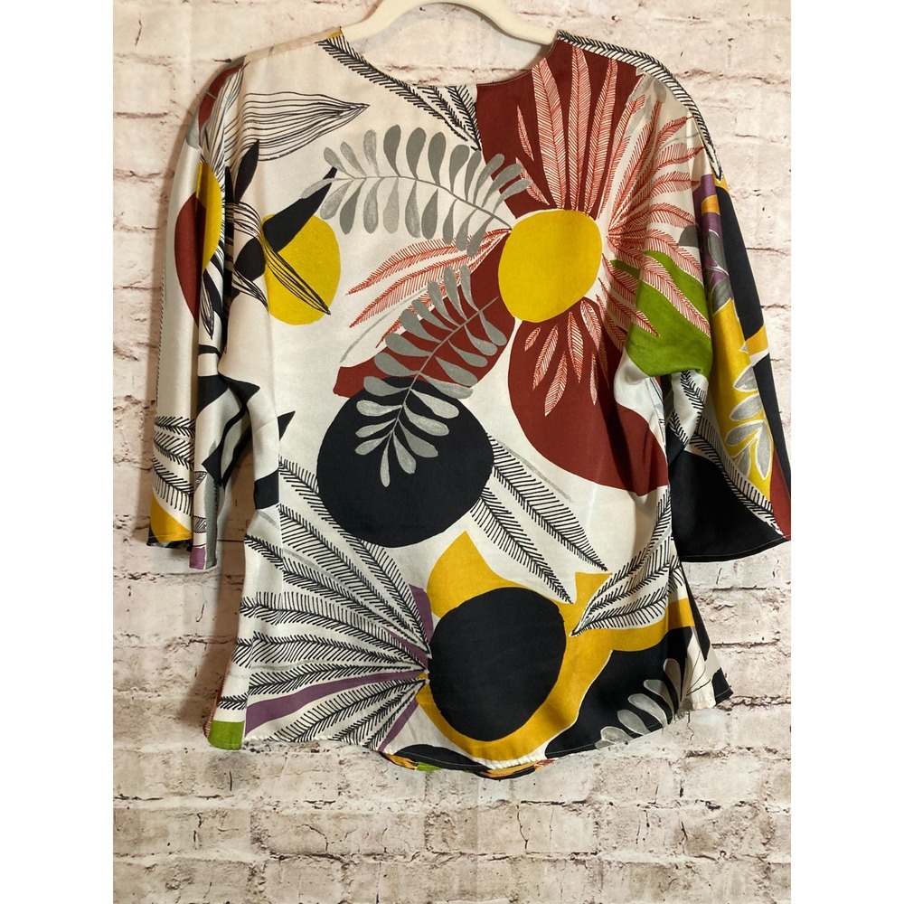 Zara Basic Top Womens Medium Rust & Mustard Tropi… - image 7